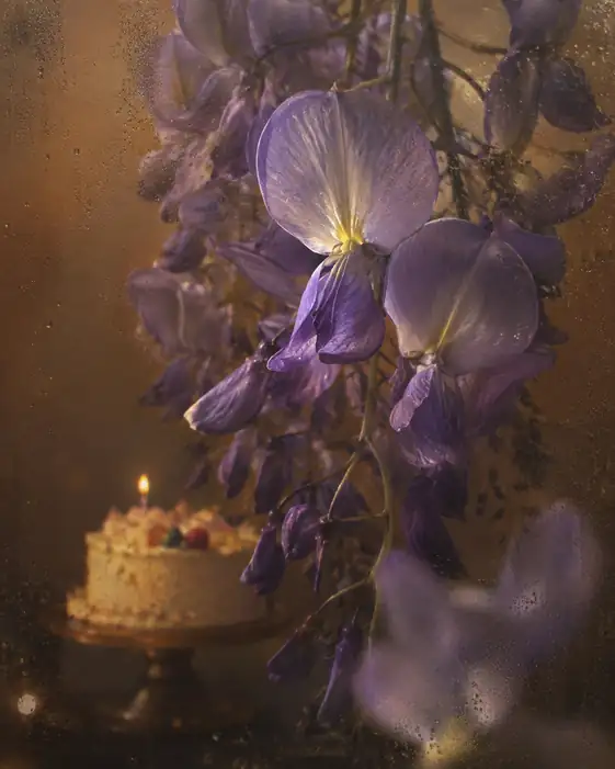 Warm Glow Beyond the Rain-Veiled Glass