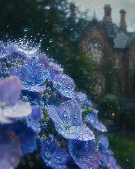 Gothic Spire Beyond the Summer Rain