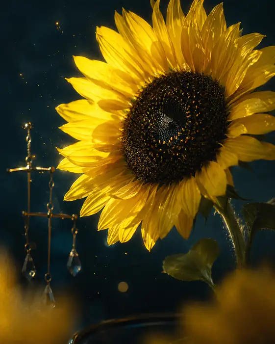 Sunflower Crown Beneath Prismatic Light