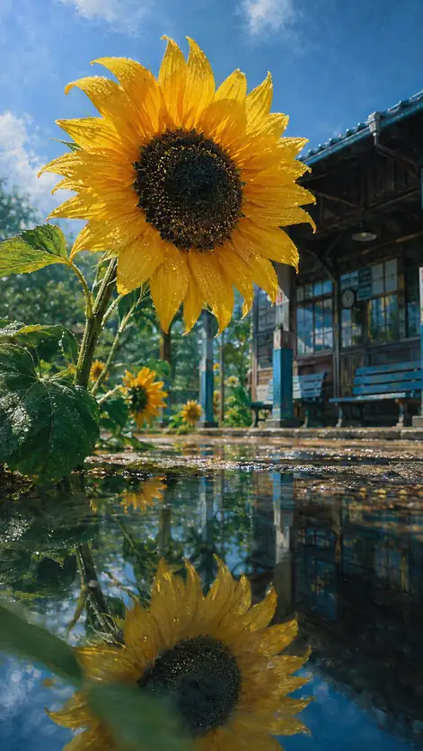 Sunlit Track and the Blooming Mirror