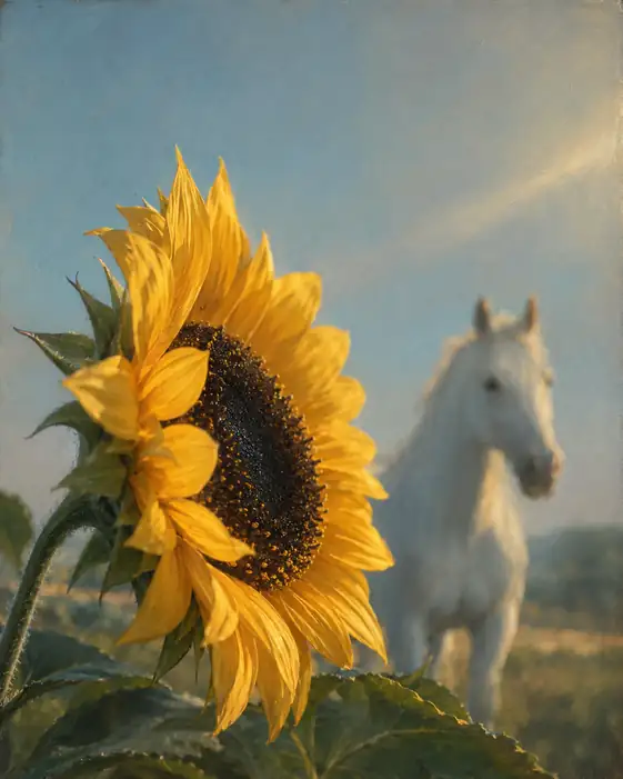 Morning Light on Petals and Steed