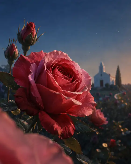 白き祈堂に捧ぐ深紅の薔薇