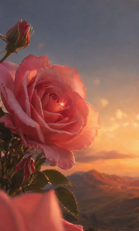 Rose Petals in the Golden Horizon