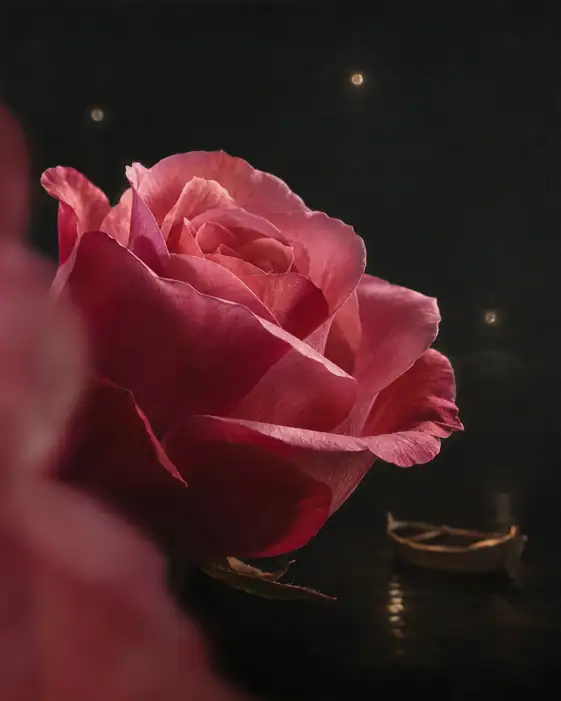 Night Voyage Beneath the Rose-Lit Sky