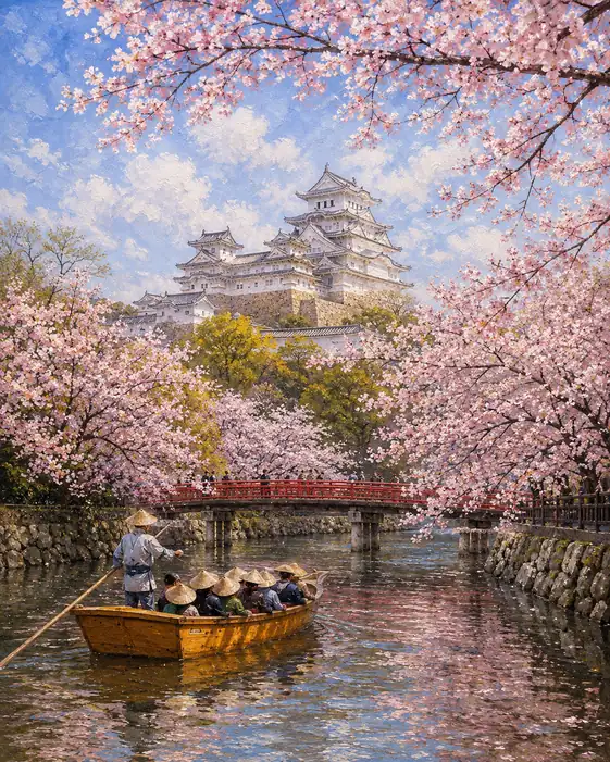 Rowing Through Spring Toward White Heron Castle