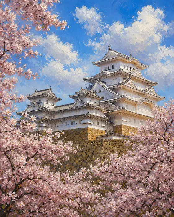Ancient Stone and Spring Blossom