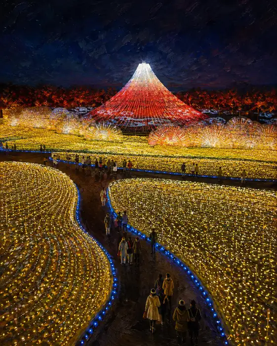 Golden Pathway to the Red Peak