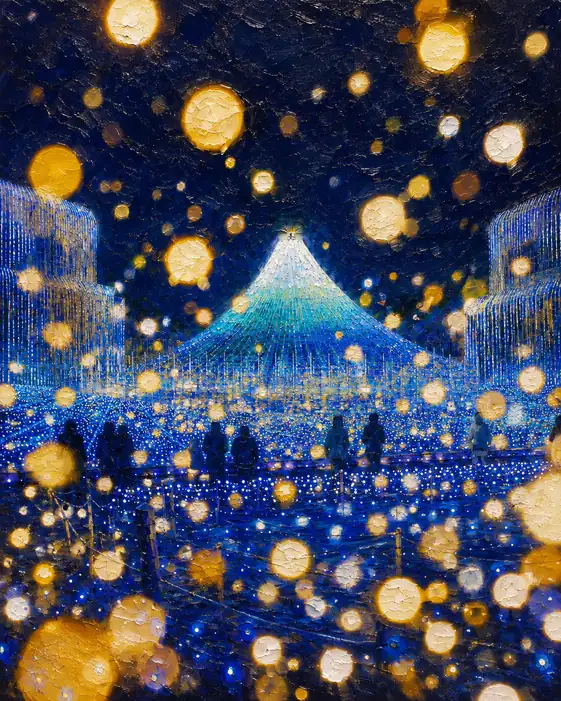 Golden Orbs Above the Blue Sea