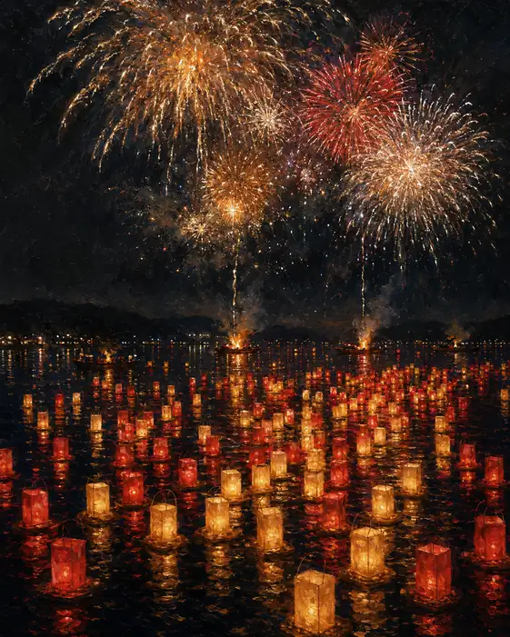 Golden Canopy Over Lake Lanterns