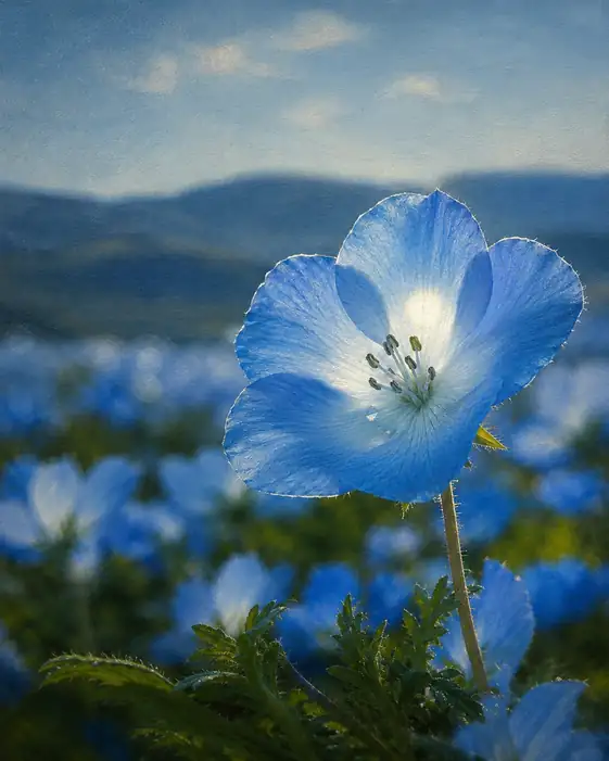 Sunlit Petals in Azure Field