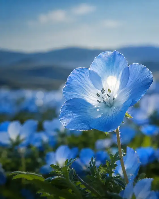 Sky Blossom on the Meadow Hill