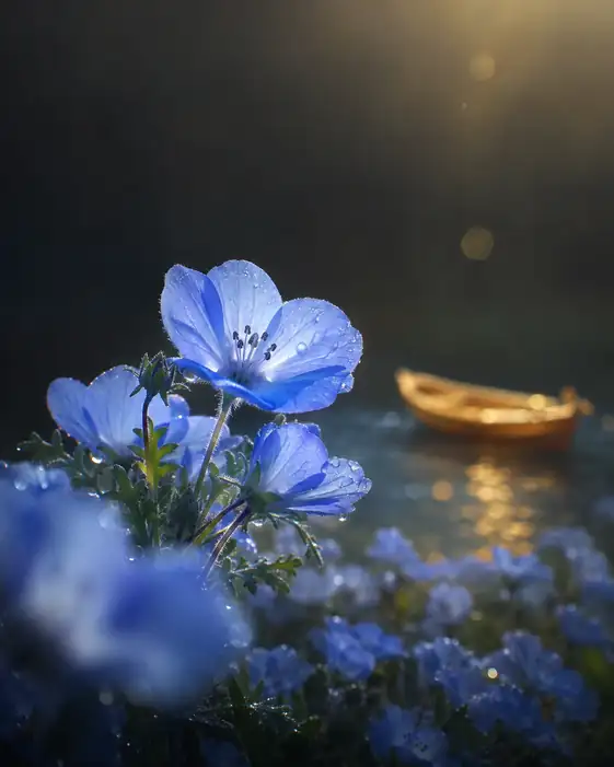 Leaving the Blue Glow of Flowers Behind