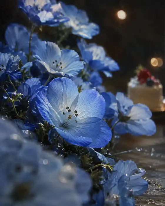 Nemophila and Berry Tart