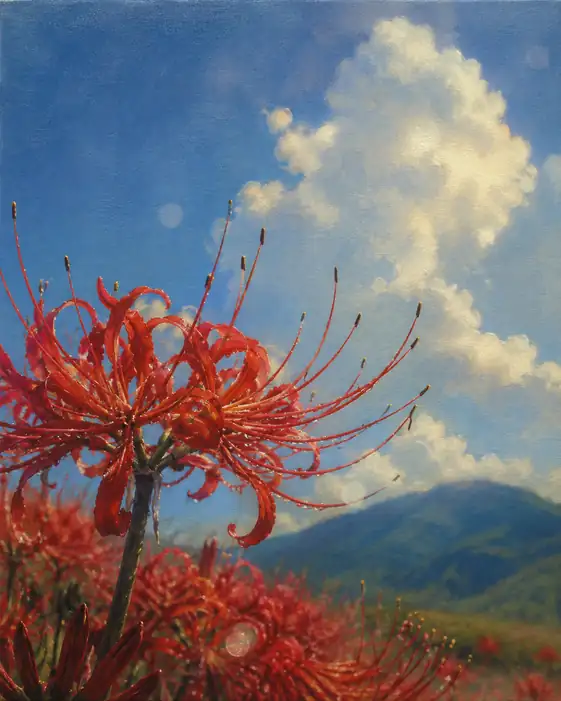 Summer Clouds and Scarlet Bloom