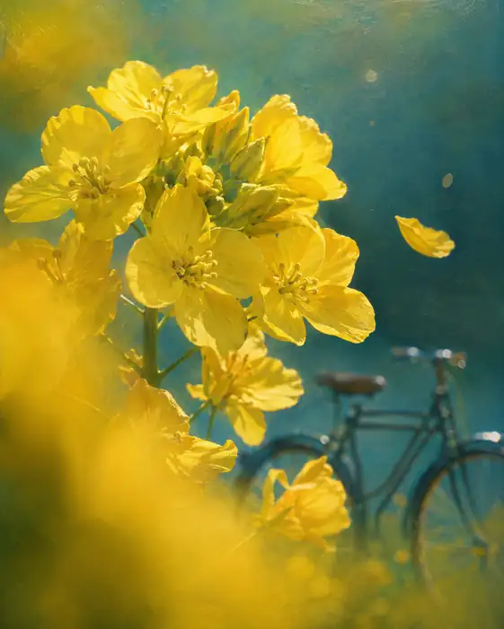 Vintage Bicycle in the Flower Field