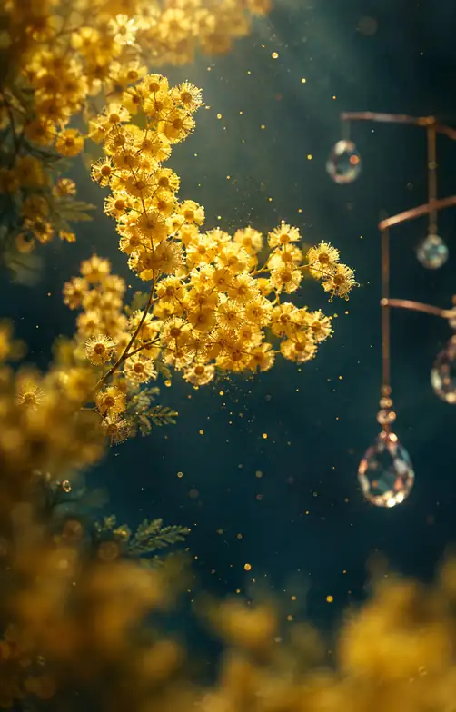 Golden Mimosa and Crystal Suncatcher