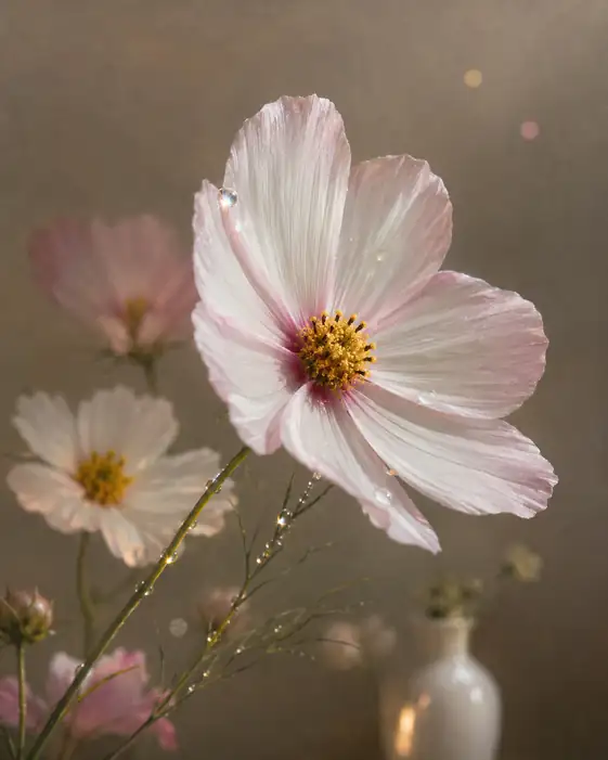 Sparkling Dew on Gentle Cosmos