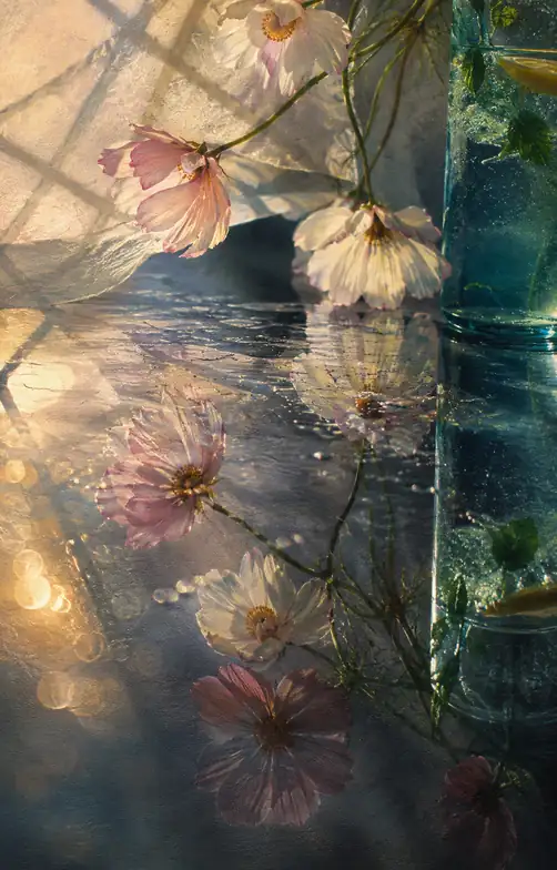 Sunlit Table and Floating Cosmos