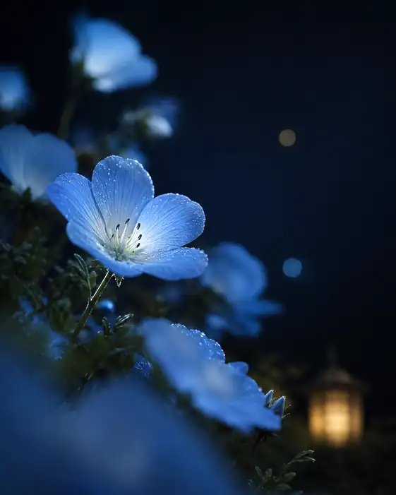 Midnight Nemophila and Garden Lantern