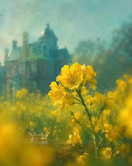 Canola Blossoms Before the Manor House