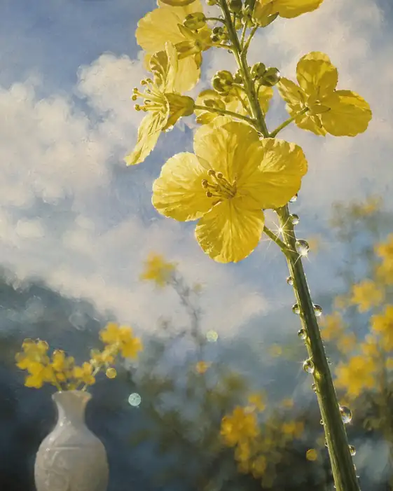 Sparkling Canola and Porcelain Vase