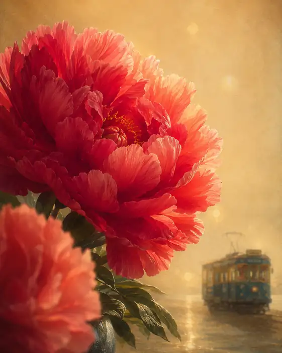 Golden Tram and Twilight Peony