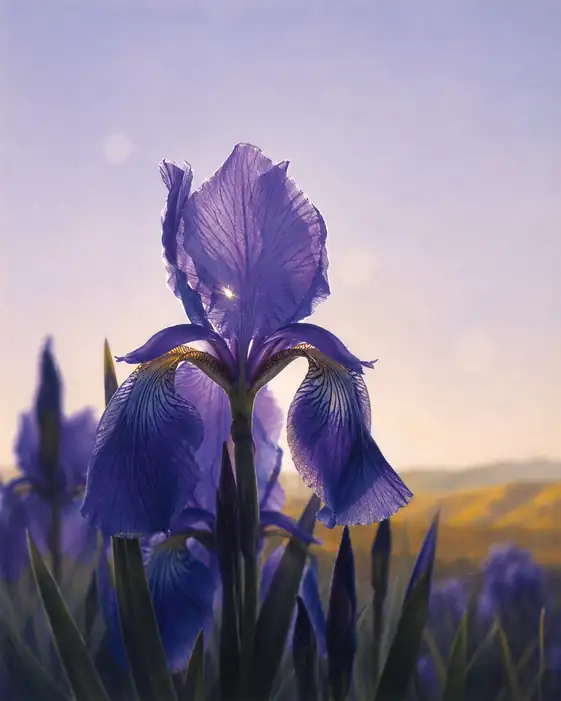 Translucent Iris Against Golden Sunset