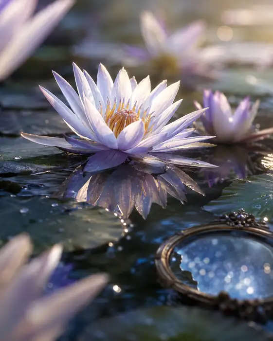 Water Lily and Antique Mirror