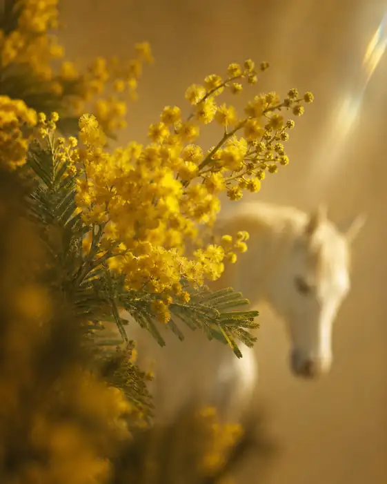 Golden Mimosa and the White Stallion