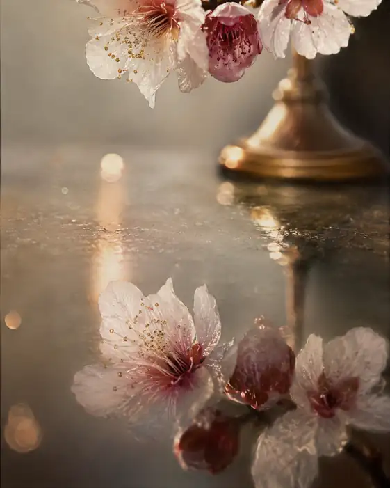 Plum Blossoms Reflected by Brass Lamp