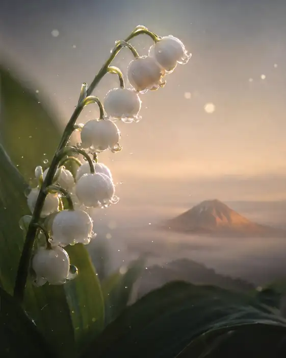 Whispers of Morning Dew and Distant Peaks