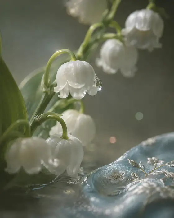 Whispering Dewdrop on Silk and Petals