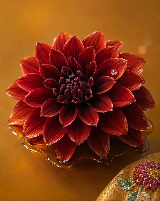 黄金の盆に宿る深紅の曼荼羅