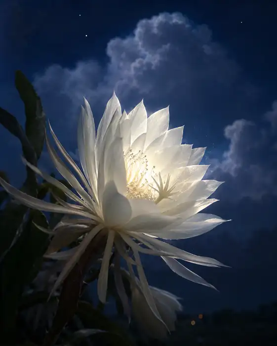 夜雲を照らす月下美人