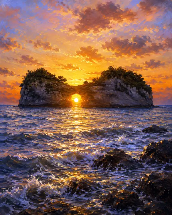 Crashing Waves and the Sunset Arch