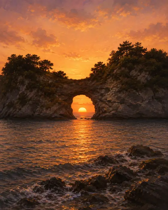 Sunset within the Great Sea Arch
