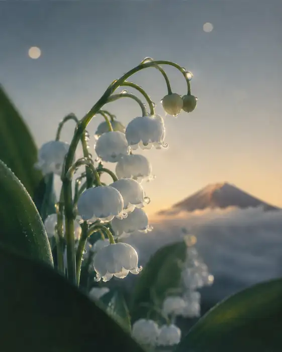 Dewdrop Bells Facing the Morning Peak