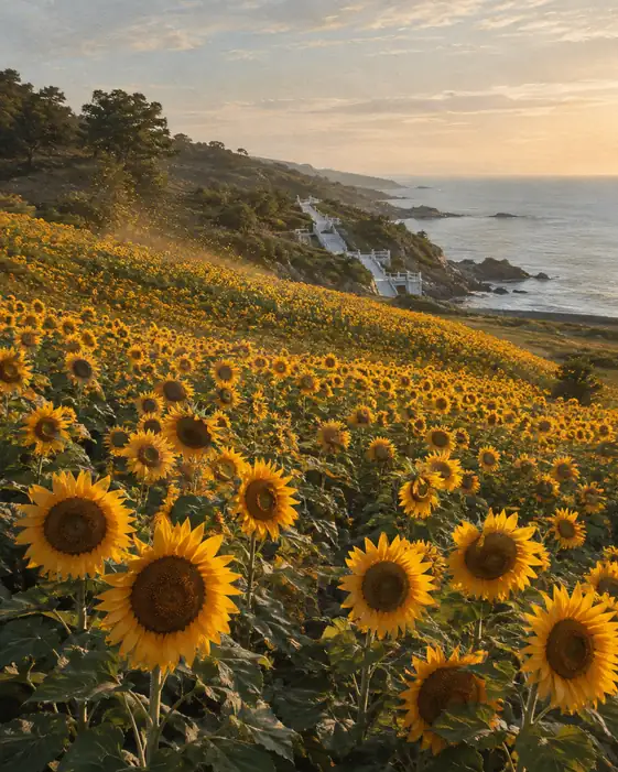 Sunflower Hill and the White Steps to the Sea