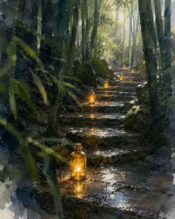 Guiding Lights in the Bamboo Mist