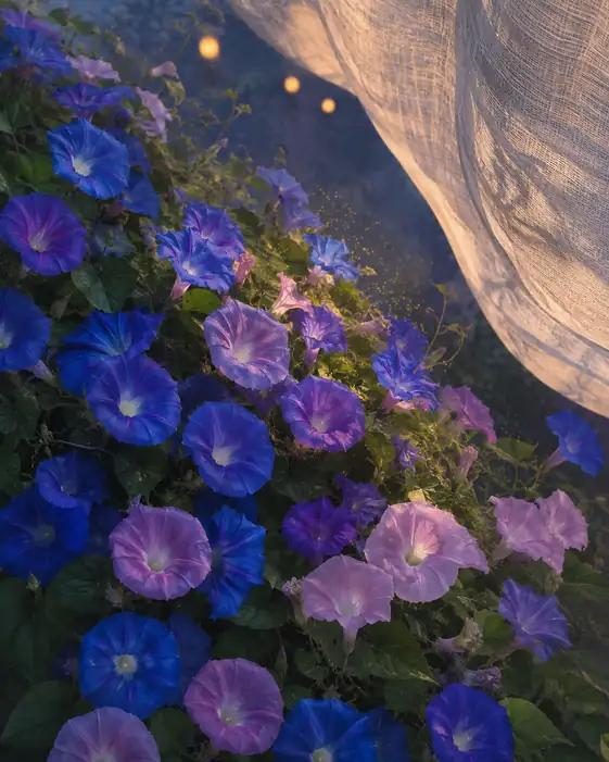 Veil of Linen and Twilight Petals