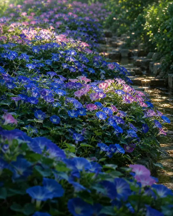Flow of Azure Blooms in Morning Sun