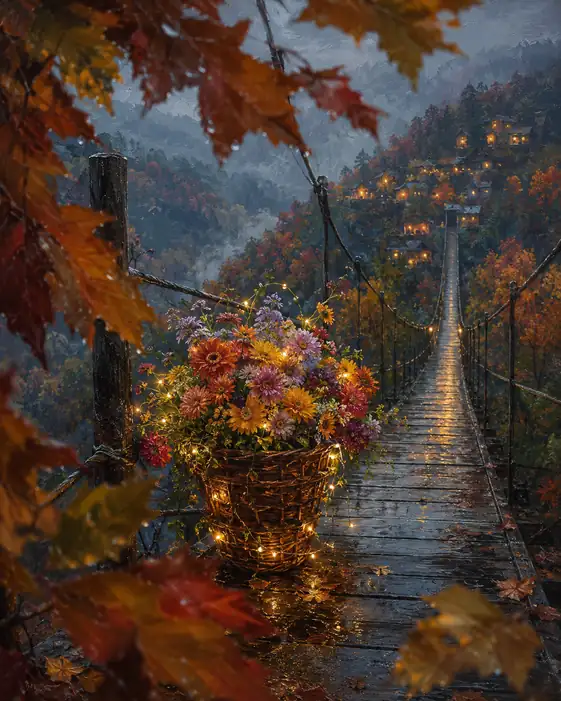 Lantern Basket over the Autumn Gorge