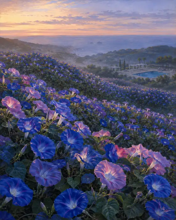 Cascade of Azure Blooms to the Sea