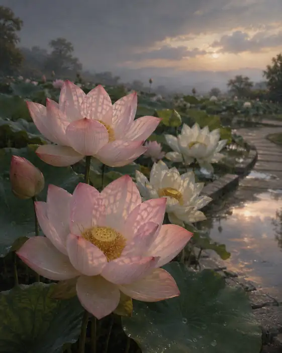 Path of Morning Mist and Petals