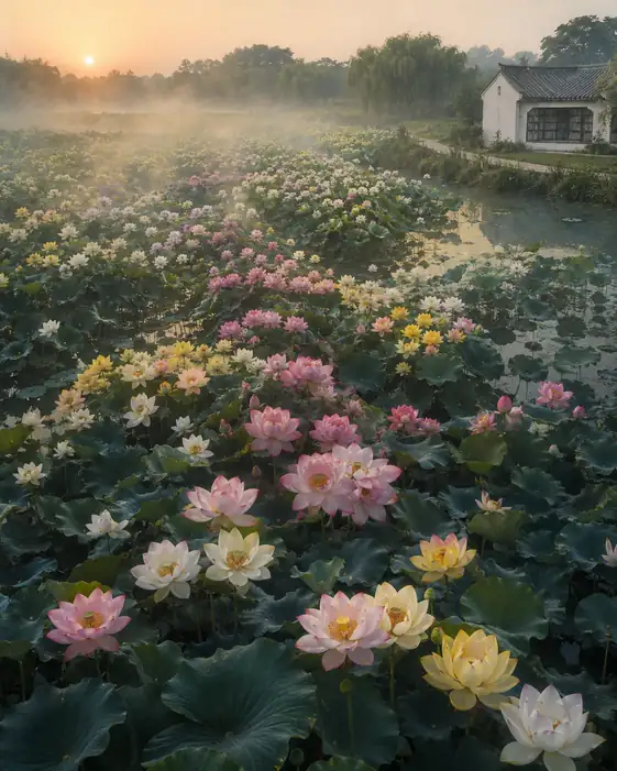 Morning Mist upon the Lotus Waters