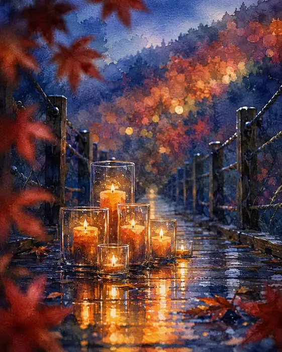 Candles of Refuge on the Rain-Wet Span