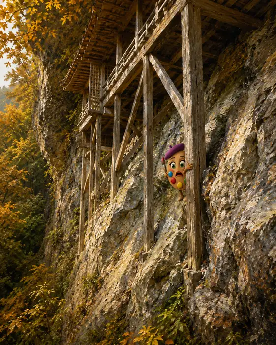 Clinging to the Cliffside Pillar