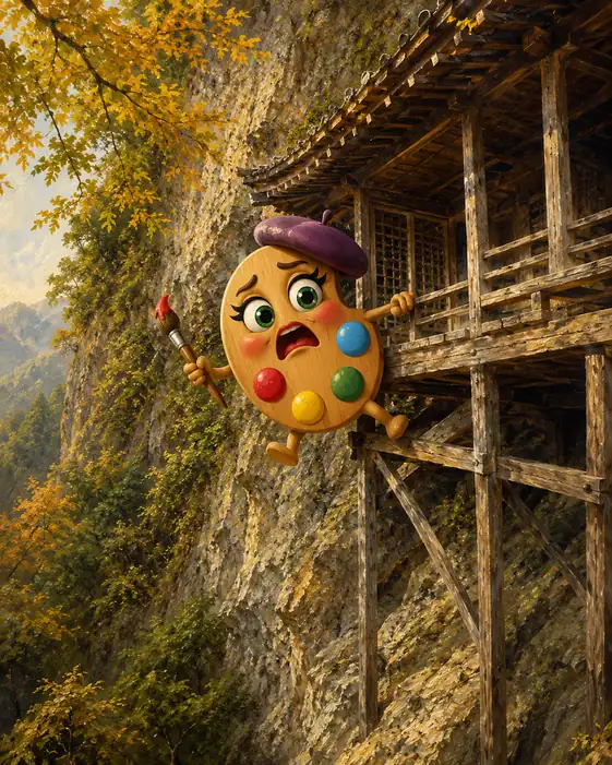 Hanging by a Thread at the Cliff Temple