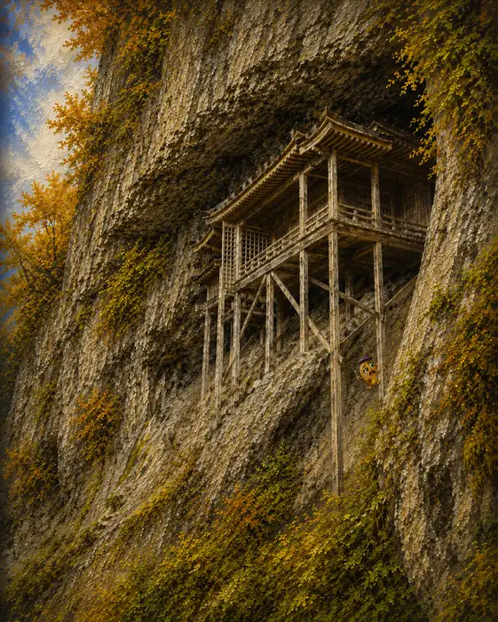 Clinging beside the Tall Pillar