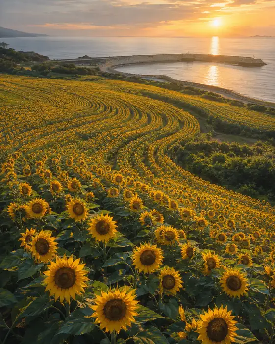Golden Arcs across the Coastal Slopes